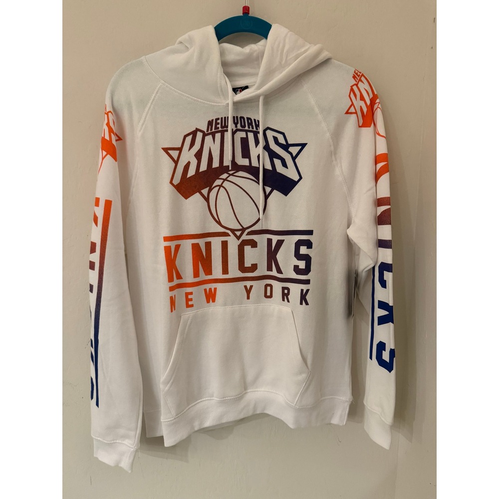 Women's NBA New York Knicks White Gradient Graphic Fleece Hoodie Size Large-NWT